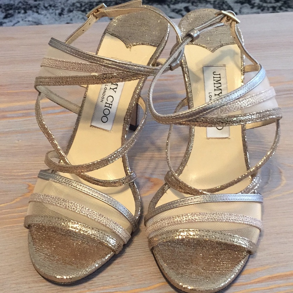 Jimmy Choo Gold Strap Heels Size 38